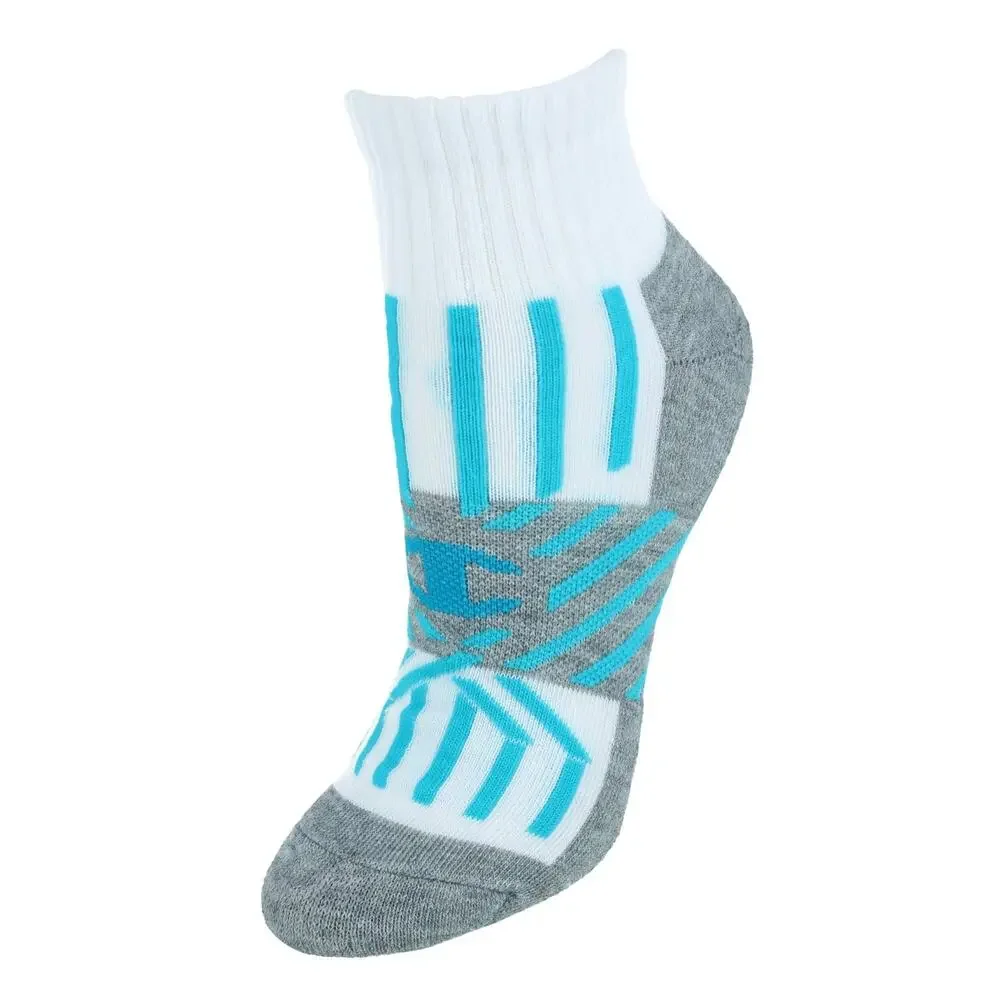 12 Pairs Champion womens Double Dry Performance Ankle Socks Blue‎ & White